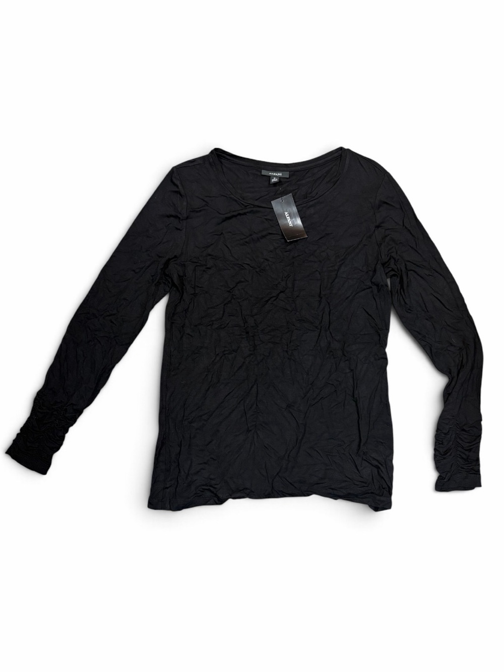 Black Long-Sleeve Scoop Neck Top